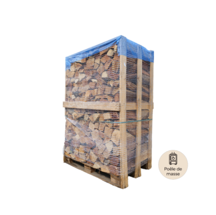 Palette de 2st 33cm de bois spécial poêle de masse - sec séchoirs - prêt à l'emploi - résineux/feuillus